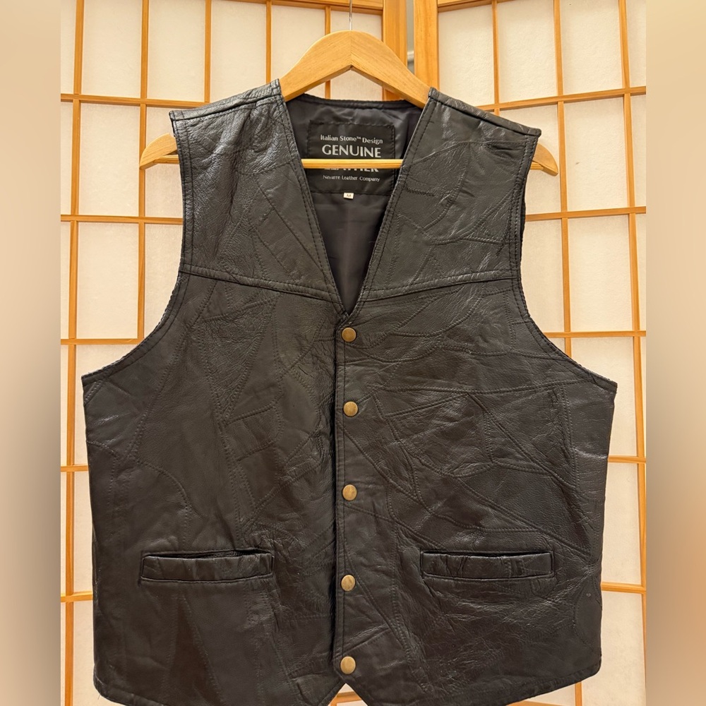 Black Leather Men's Vest